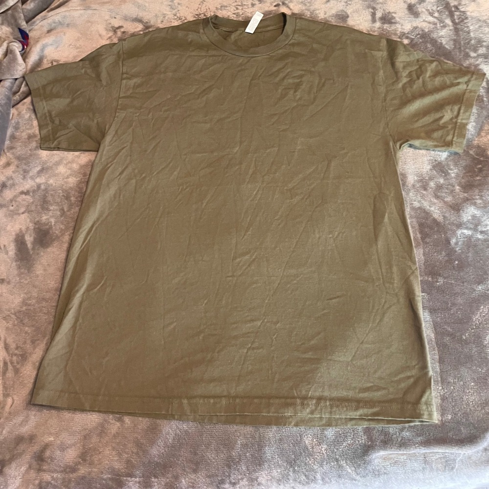 American Apparel Cotton T-Shirt Mens XL Olive Green Crewneck